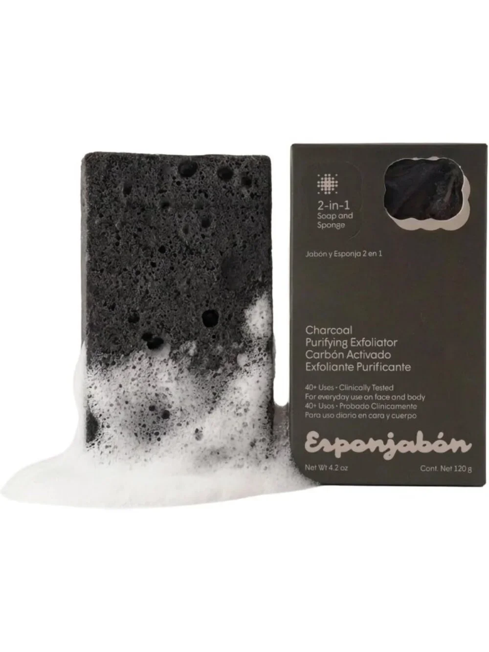 Mother of Pearl & Charcoal Soap Sponges - Exfoliating Shower Scrubbers (4-Pack)
